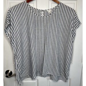 Caslon Nordstrom Women's Stripe Linen Blend Top Sz 3X Dolman Slv Boho Lagenlook